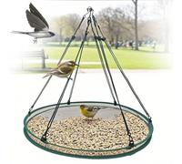 Hanging Bird Feeder Tray Universal Wild Bird Seed Catcher for Garden Patio Outdoors Durable Platform Feeder Attracts Finches Robins Small Birds Easy Clean Design (S -15 inches)