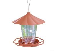 Hanging Bird Feeder with Drainage Tray, 40 oz Capacity Outdoor Garden Use, Adjustable Height & - Wild Birds (Brown)