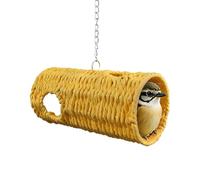 Hanging Bird House - 7.87 Inches Woven Nest Swing | Natural Fiber Cage Toy - Ventilated Comfortable Design Supports Resting Nesting Playing Ideal For Small Birds Parrot Lovebird Finch Cage Garden
