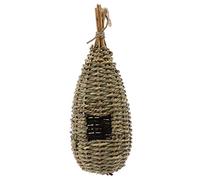 Hanging Bird House Hand Woven Grass Shed Eco-Friendly Parrot Nest Pointed Top Shelter from Cold Weather 1.6" Entrance