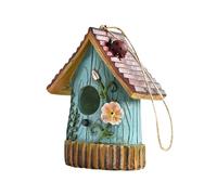 Hanging Bird House Outdoor,Outdoor Bird Nest Rustic Resin Novelty Decorative Birdhouse, Easy Clean Out Door, Birdhouses for Outside for Chickadees, Wrens, Nuthatches, and Titmice (A)