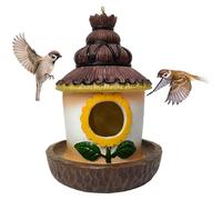 Hanging Bird House - Resin Garden Hut, Hanging Nesting Box for Outdoor Use, Durable, Weatherproof Bird House, Decorative Home in the Backyard, Charming Tree Decoration for the