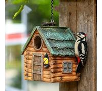 Hanging Bird Houses for Outside,Resin Birds Nesting Boxes Resin with Hanging Chain,Waterproof Bluebird House for Bluebird/Finch/Robin/Hummingbird,Gardening Present for Wild Bird Lovers