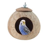 Hanging Bird Nest - Warm Roosting Birds Sanctuary, Natural Tropical Round Appearance, Lightweight 270g + Fixed Hanging Ring, Solid coconnut Shell Hard Structure - For Finch Sleeping & Patio Balcony
