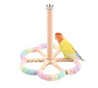 Hanging Bird Perch Toy, 360° Rotating Wooden Parrot Perchs for Parrots, Parakeets, Cockatiels, Small to Medium Birds