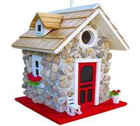 Hanging Birdhouse Simulation Wooden Stone Cottage Bird House Hummingbird Feeder Resin Garden Statues Handmade