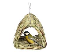 Hanging Birds, Bird Cage Hutch, Hand-Woven Parakeet Cabin with Stable Triangular Shape | Easy Installation Multifunctional Sleeping Bed with Metal Hook