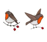 Hanging Birds on Wire High Stained Decor - Flaying Robin