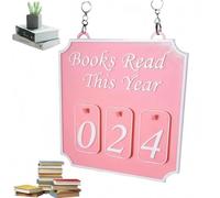 Hanging Bookshelf Counter Bookish Decor,handmade wooden hanging bookshelf counter bookish decor, books read this year counter, for Books Lovers Women Men(Pink)
