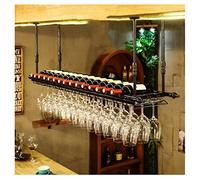 Hanging Bottle Rack, Vintage Ceiling Shelf, Upside Down Coat Hanger for Dining Room Bar, Fits Most Wine Glasses - Stylish Home Decor (Color: B, Size: Adjustable)