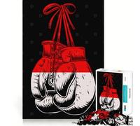 Hanging Boxing Gloves with Red And White Jigsaw for Teenagers1000 Pieces Cognitive Boost Nice Thick Family Bond Santa Surprise (50x75cm)