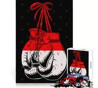 Hanging Boxing Gloves with Red And White Jigsaw for Teenagers1000 Pieces Cognitive Boost Nice Thick Family Bond Santa Surprise (50x75cm)