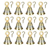 Hanging Brass Bells with Hooks - Traditional Brass Bells for Home, Temple, Christmas Tree Bells and Decoration (12)