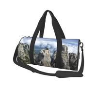 Hanging Bridge in Steep Rocks Print Round Duffel Bag, Canvas Overnight Travel Tote Bag, Waterproof and Tear-Resistant.Foldable Weekend Travel Bag