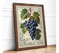 Hanging Bunch of Grapes Botanical Framed Wall Art Print A1 Walnut
