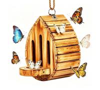 Hanging Butterfly Box Wooden Pollinator Shelter Patio 13cm | Hanging Pollinator House, Wooden Handmade, Weatherproof, Garden Decor, Butterfly Enthusiasts, Mothers Day Gift