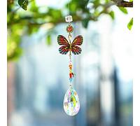 Hanging Butterfly Shaped Crystal Suncatcher,Glass Teardrop Prism Rhinestones Sun Catchers, Rainbow Maker Pendant Indoor Window Home Car Decor Gift