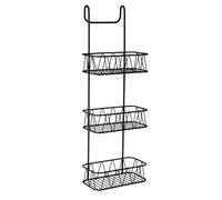Hanging Caddy Over Shower door Screen Caddy Bathroom Organiser Shower Rack Storage Rack for Bathroom - No Rust Self Draining Design (3 Tier Black)