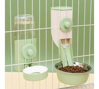 Hanging Cage Automatic Food Water Dispenser Kennel Gravity Pet Feeder Set with Separate Food Bowl and 500ML Waterer, Crate Auto for Small Pets