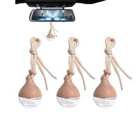 Hanging Car Air Freshener Diffuser Empty Glass Diffuser Bottle, 3Pcs 8ml EssentialOil DiffuserBottles, Empty Frost-Glass Pendant Vials With Wooden Caps String, Aromatherapy Fragrance Perfume Pendant