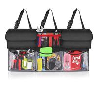 Hanging Car Boot Organiser - Multi Pocket Trunk Back Seat - Collapsible & Portable - With Waterproof Base - 6 Spacious Pockets