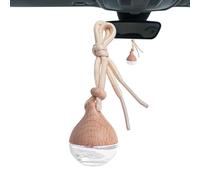 Hanging Car Perfume Bottle: Empty Glass Container With Wooden Lid | Refillable Fragrance Diffuser With Cord, Elegant Car Interior Accessory, Long