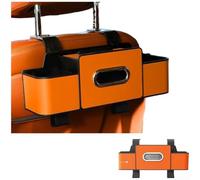 Hanging Car Seat Back Organizer with Cup Holder, 4 in 1 Multifunctional Storage, for SUV Van Sedan, Stylish Nappa Leather Black(Orange)
