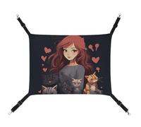 Hanging Cat Hammock Cat Breathable Hammock Resting Sleepy Pad Cats Adjustable A Girl Who Loves Cats Printed Cat Bed Pet Hammock