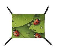 Hanging Cat Hammock Cat Breathable Hammock Resting Sleepy Pad Cats Adjustable Leaves and Ladybugs Printed Cat Bed Pet Hammock