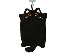 Hanging Cat Hand Towel for Kitchen, Super Absorbent Quick Dry Cute Black Cats Kitchen Towel, Non Slip Decorative Hand Towels with Hanging Hook, Funny Cat Lover Gift for Women Her Housewarming
