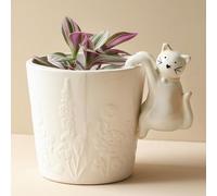 Hanging Cat Plant Pot Hanger, Ceramic Cat Animal Decoration Houseplant Accessory, Ceramic Cat Pot Hanger, Cute Cat Ornament for Plant Pots, Cat Figurine, Plant Animal, Cat Lovers Gift, Gardeners Gift
