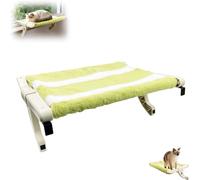 Hanging cat window sill perch and elevated cat hammock, wooden frame pet bed, supports up to 50 lbs, requires no drilling, and comes with a removable cushion