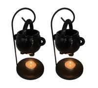 Hanging Cauldron Pagan Oil Burner, Black Witches Cauldron Wax Melts Burner, Tea Light Holder, Halloween Wax-Warmer, Cauldron Aroma Diffuser Witch-craft Ornament for Spa Yoga Meditation Home Decor