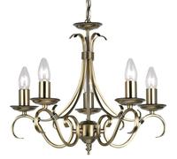 Hanging Ceiling Pendant Light ANTIQUE BRASS 5x Shade Vintage Lamp Bulb Holder