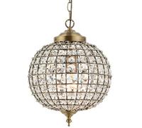 Hanging Ceiling Pendant Light Antique Brass Glass Round Metal Lamp Shade Holder