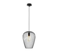 Hanging Ceiling Pendant Light Black Wire Cage 1 x 60W E27 Hallway Feature Lamp Loops Black One Size