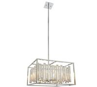 Hanging Ceiling Pendant Light Chrome & Crystal Gorgeous Modern Large Box Shade