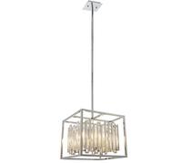 Loops Hanging Ceiling Pendant Light Chrome & Crystal Gorgeous Modern Square Box Shade Loops Multicolor
