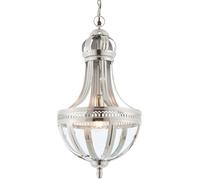 Hanging Ceiling Pendant Light Nickel & Clear Glass Vintage Lamp Bulb Lantern Loops Metallics One Size