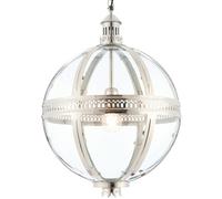 Hanging Ceiling Pendant Light Nickel & Clear Glass Vintage Lamp Bulb Orb Shade Loops Metallics One Size