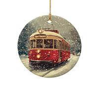 Hanging Ceramic Grizzly Bear On Toilet Circle Xmas Hanging Printing Christmas Memorial Ornaments For Family Holiday Lover