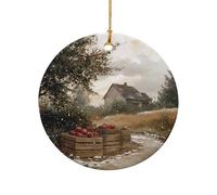 Hanging Ceramic Rustic Apples Orchard With Wooden Crates Personalised Christmas Hanging Ornaments Art Christmas Tree Ornaments For Lover Friends Anniversary