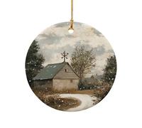 Hanging Ceramic Rustic Old-Fashioned Weather Vane On A Barn Roof Vintage Christmas Hanging Ornaments Personalised Christmas Tree Ornaments For Anniversary Kids Women