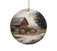 Hanging Ceramic Rusty Tractor Next To A Barn Art Christmas Hanging Pendants Personalised Ornaments For Family Festive Friends