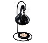Hanging Ceramic Wax Melt Burner, Essential Oil Burner Aromatherapy Wax Warmer with Candle Holder, Decorative Fragrance Diffuser for Home Bedroom Living Room Decor, Black
