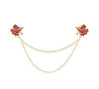Hanging Chain Lapel Pin Rose Flower Brooches for Women Men Tassel Chain Brooch Collar Pins Suit Shirt Accessories for Prom Dancing Party Ceremony Banquet, S, Metal, no gemstone