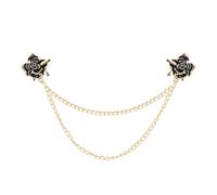 Hanging Chain Lapel Pin Rose Flower Brooches for Women Men Tassel Chain Brooch Collar Pins Suit Shirt Accessories for Prom Dancing Party Ceremony Banquet, S, Metal, no gemstone