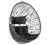 Beliani Hanging Chair ALATRI PE Rattan Black, Black