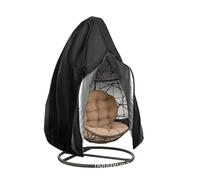 Hanging Chair Cover With UV Sun Protector Outdoor Garden Swing Egg Chair Waterproof Rattan Seat Furniture Cover(Black-B,190x115cm)