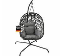 Hanging Chair Swing Set Anthracite Metal Frame Indoor Outdoor + Cushion